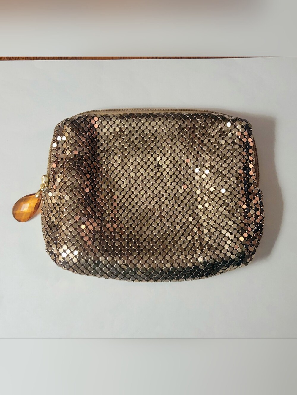 Gold Sequin Women's Zip Pouch - Sparkling Makeup Bag